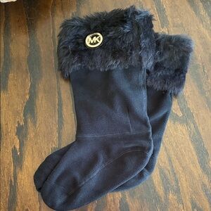 Michael Kors Black Fleece Socks with Faux Fur